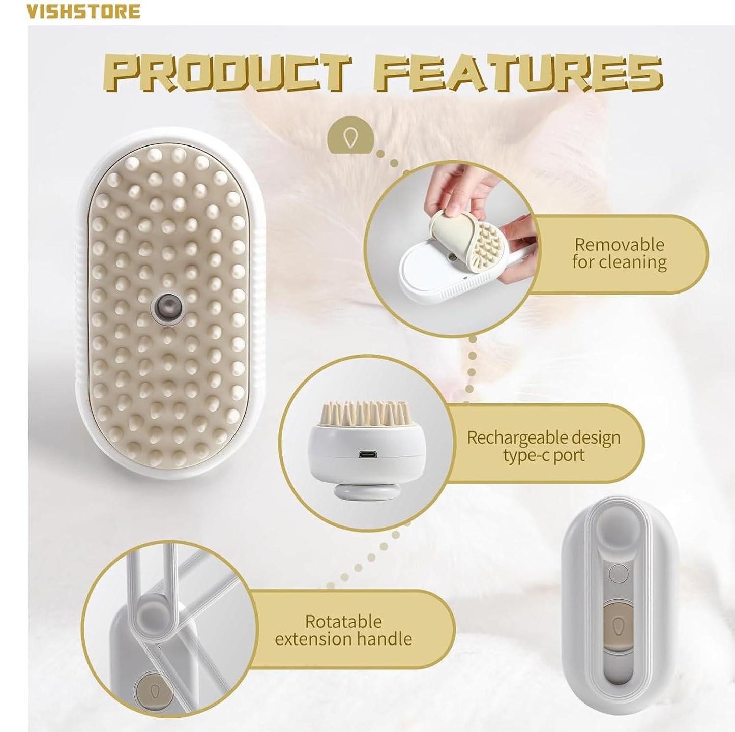 Steam Brush for Dogs & Cats