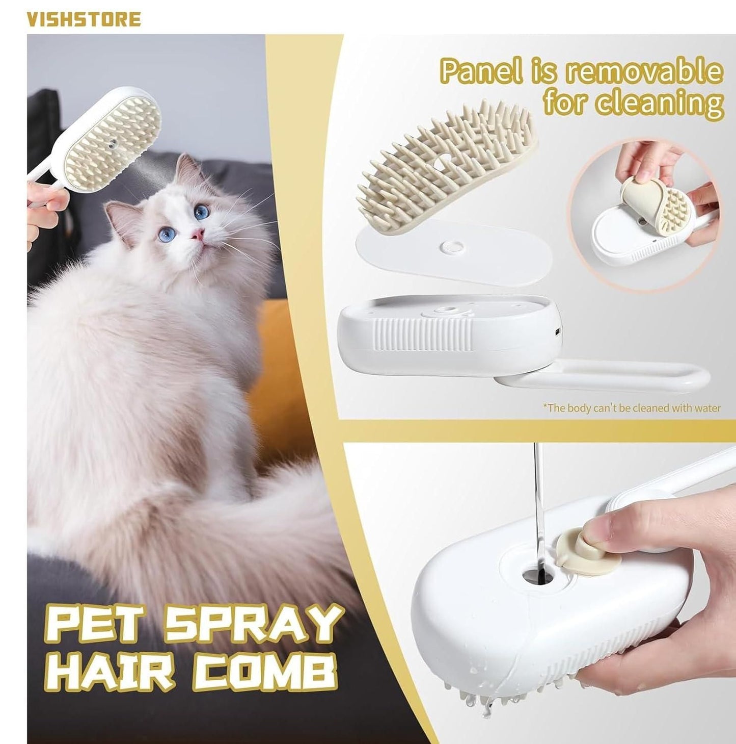 Steam Brush for Dogs & Cats