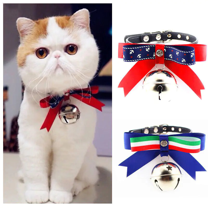 Adjustable Bowtie Collars with Bell for Pets